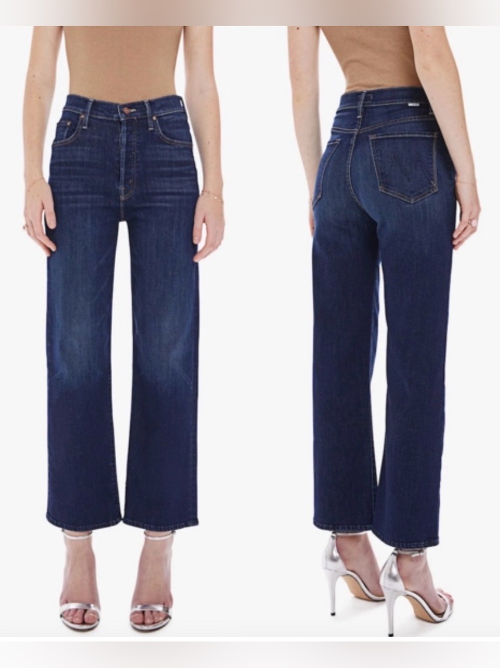 MOTHER Wide Leg Dark Blue Denim Jeans